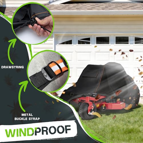 Garden Zero Turn Mower Cover Waterproof,Zero Turn Lawn Mower Covers Windproof,Mower Protector Fit with Air Vents and Elastic Straps(Zero Turn-79"L x 55"W x 46"H) - size: Zero Turn-79"L x 55"W x 46"H