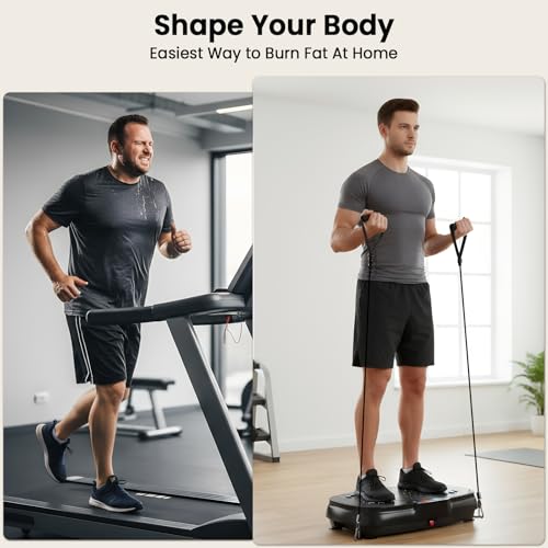 Vibration Plate Exercise Machine: TISSCARE Vibrating Plates for Weight Loss and Lymphatic Drainage, 400lbs Shake Plate Whole Body Workout Platform for Home Fitness Fat Burner Gifts - color: Black