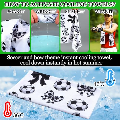 Moukeren 24 Pcs Cooling Towels 40"x12" Bulk Game Day Sports Ice Towel Quick Dry Breathable Party Favors for Team Coach Gift - style: Soccer