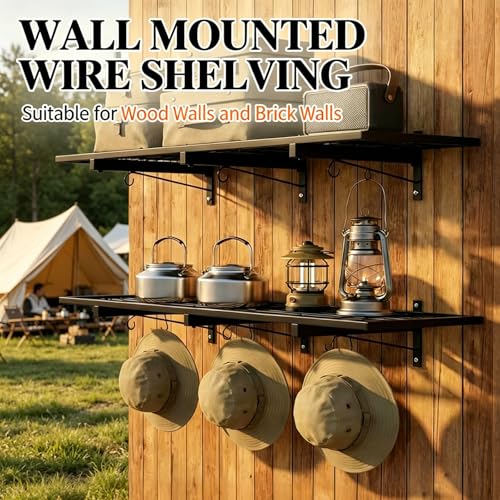 2-Pack Garage Wall Shelving, 46" × 12" Wall Mounted Floating Shelf, Heavy Duty Shelves 360 LBS Load Capacity, Black Storage Rack for Basement, Shop, Shed, Closet, Laundry Room - style: 2 PACK