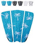 Ho Stevie! Premium Surfboard Traction Pad - Foot Won't Slip - 3 Piece, Full Size, Maximum Grip, Strongest 3M Adhesive - color: Aqua with White Palm Trees