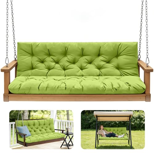 Porch Swing Cushions,Outdoor Cushions 3 Seater Replacement with Backrest, Waterproof Thickened Bench Cushion with Ties for Porch, Patio,Outdoor, Backyard and Garden (Grass Green 47 * 40 in) - color: Grass Green, size: 47x 40 inches