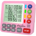Digital Kitchen Timer with 4 Channel, Loud Alarm and Silent Mode | Magnetic Cooking Timer with Count Up & Countdown for Kids and Seniors, Large Display to Read, Auto Memory, Battery Included - color: Pink