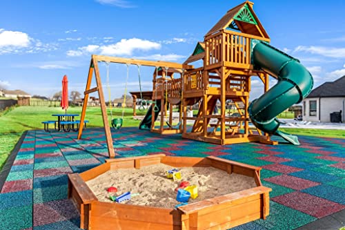 Playsafer Elevate Rubber Playground Tiles - 1" Thick High Density Interlocking Shock Absorbent Safety Tile for Playgrounds, and Exercise Equipment - 20" X 20" (180 Tiles - 486 Sq. Ft. - Blue) - color: Blue
