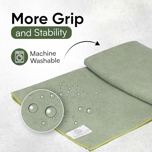 Yoga Mat Towel - Double Sided Microfiber Yoga Towel - Sweat Absorbent Non Slip Hot Yoga Towel - Lightweight, Quick Drying Pilates Mat Towel - 73" x 26", Sage - color: Sage