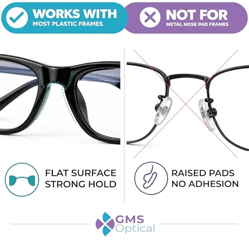 GMS Optical Adhesive Silicone Nose Pads for Glasses |1.3mm Ultra-Thin, 18mm Large | Non Slip Glasses Grips for, Sunglasses and Eyewear w/Super Sticky Backing, Eyeglass Accessories (5 Pairs, Black) - color: Black - 5 Pair