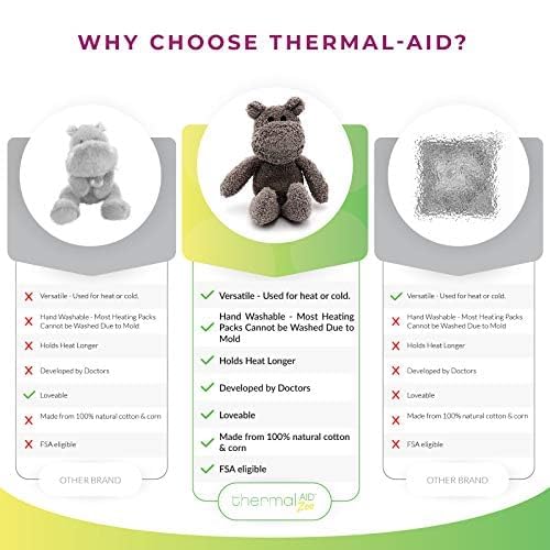 Thermal-Aid® (Happy The Hippo) – Washable Heating Pad & Ice Pack – Plush Hot/Cold Pack with Natural Corn Filling – Reusable Comfort - size: Zoo Hippo