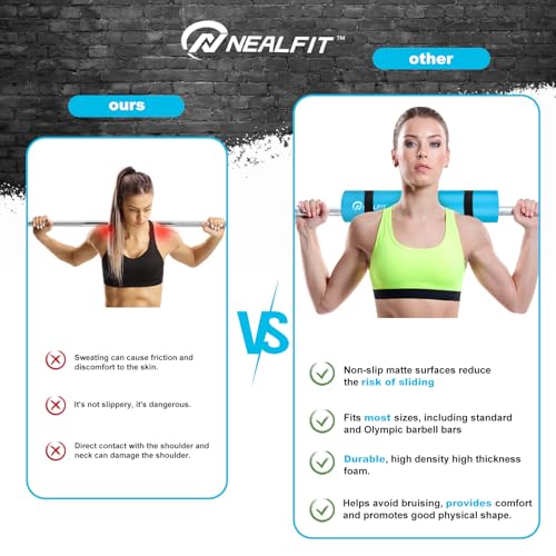 NEALFIT Barbell Pad Squat Pad for Squats—Squat Bar Pad—Great for Weightlifting,Lunges and Hip Thrusts—Foam Sponge Pad—Fit Standard and Olympic Bars Perfectly - color: Cyan