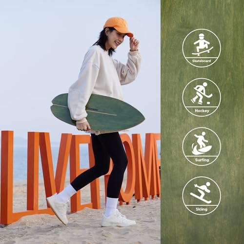 XCMAN Surf Balance Board Trainer with Roller Wooden Exercise Balancing Stability Trainer - Non Slip Surface for Adults Kids|Balance Board for Surfing,Snowboarding,Skateboarding,Hockey,Yoga Training - color: Boat Bown