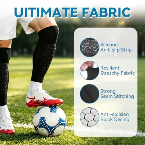 Soccer Shin Guards Shin Pads for Kids Youth Adult Calf Compression Sleeve with Honeycomb Pads, Lightweight Protective Soccer Shin Pads Gear for Football Baseball Boys - size: Small