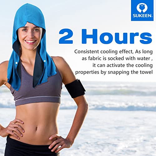 Sukeen Cooling Hoodie Towel, Absorbent Quick-Drying Cooling Towels for Neck and Face, UV Sun Protection Cooling Neck Wraps Sport Head Cooling Towel Hot Weather - color: Blue
