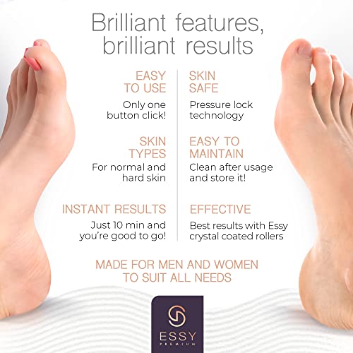 Essy Electric Foot File Hard Skin Remover with 5 Replacement Rollers Foot File Electric Pedicure Sets Cutters Accessories for Dry Dead Hard Skin Feet Callus Remover for Feet Care Exfoliator (Purple) - color: Purple