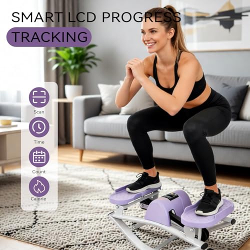 Rock Stepper with Resistance Bands - Ultra-Quiet Hydraulic Lateral Stepper, Fully Assembled Side to Side Step Rocker for Home Office, 250LBS Capacity - color: Purple