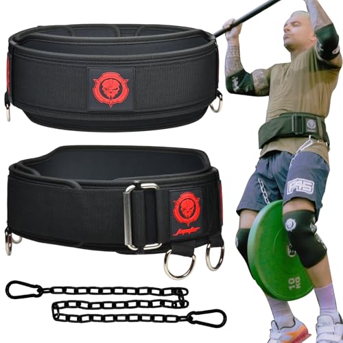 2-in-1 Weightlifting Belt & Dip Belt with Chain for Added Weight Training,Weightlifting, Squats, Deadlifts,Powerlifting for Men & Women - color: Black/Red, size: XX-Large