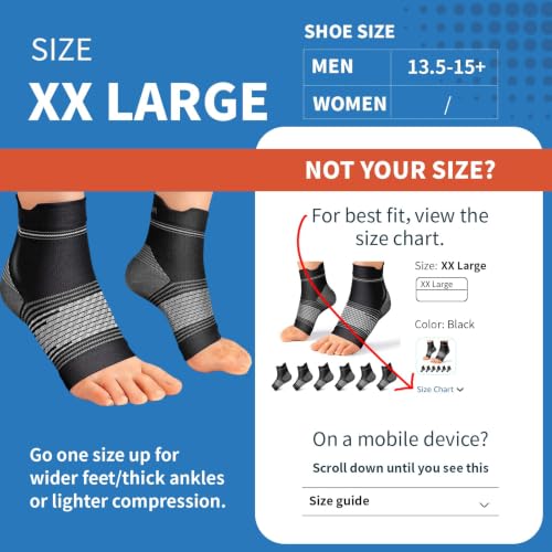 6 Pairs Compression Socks Men & Women Ankle Brace Plantar Fasciitis Socks | Ankle Compression Sleeve with Arch Support for Plantar Fasciitis Relief, Achilles Tendonitis Relief, Heel Pain & Swelling - color: Black(6 Pairs), size: XX-Large (6 Pair)