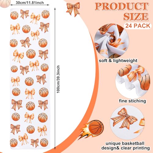 Moukeren 24 Pcs Cooling Towels 40"x12" Bulk Game Day Sports Ice Towel Quick Dry Breathable Party Favors for Team Coach Gift - style: Basketball