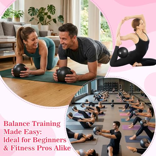 40 Pcs Small Exercise Pilates Ball Bulk 9 Inch Mini Yoga Balls Anti Burst and Slip for Stability Fitness Physical Therapy Stretching & Core Workout at Home Gym Office Class - color: Solid Black