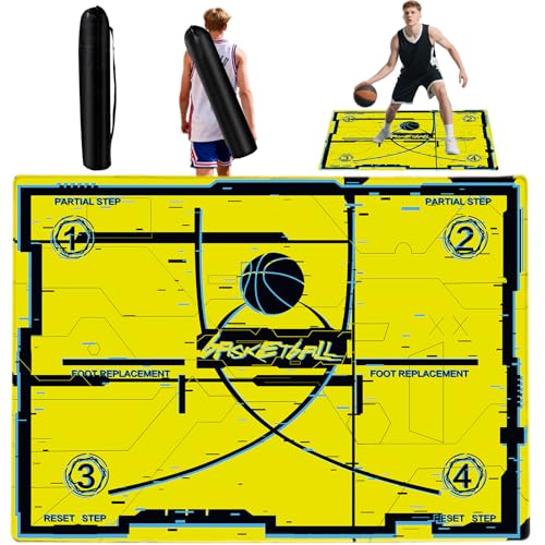 Portable Basketball Footwork Training Mat, Basketball Training Equipment, Agility Footstep Training Mat, Durable Non-Slip Basketball Footwork Training Equipment for All Ages to Improve Speed, Strength and Coordination - color: Yellow