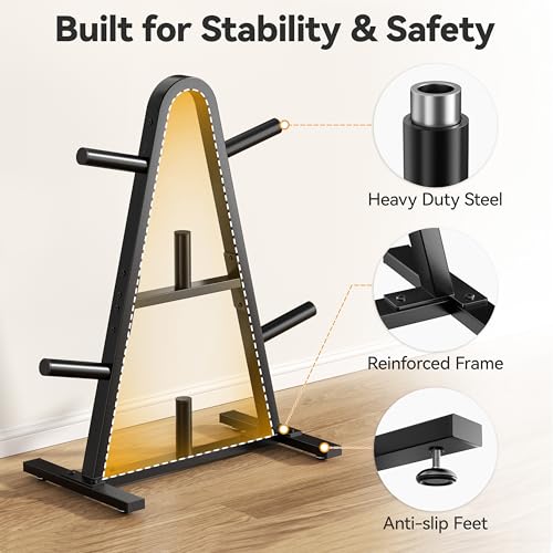 Weight Plate Rack 400LBs, Weight Tree Holder for Home Gym, Barbell & Bumper - size: for Olympic Weight Plate