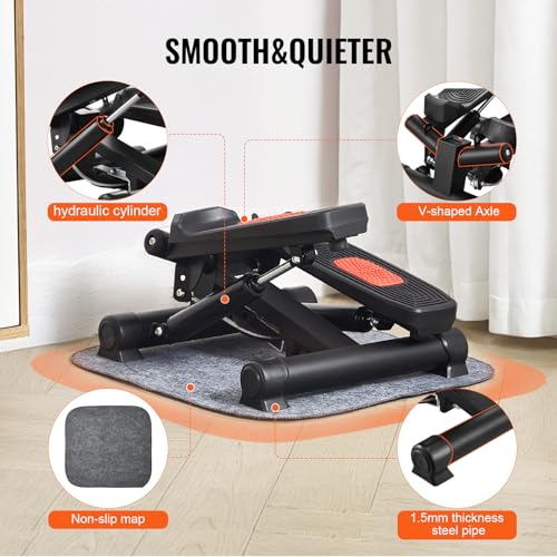 VEVOR Stair Stepper, Mini Stepper for Exercise at Home, Hydraulic Fitness Stepper with Resistance Bands, Full Body Workout Cardio Equipment, Stair Climber - style: Adjustable Twisting Stepper