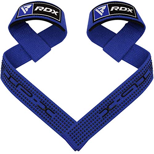 RDX Lifting Straps for Weightlifting –100% Cotton Heavy Duty Gym Wrist Strap with 5MM Neoprene Padding, 60CM Anti-Slip Hand Grip Wraps for Deadlifts Powerlifting Workouts Strength Training, Men Women - color: Dotted Blue
