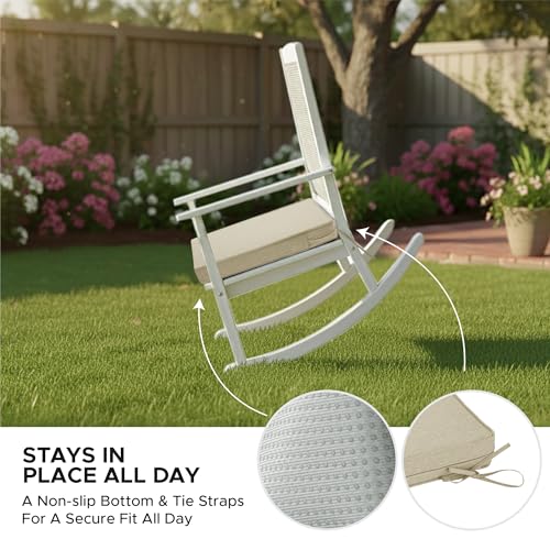 Outdoor Chair Cushions, Water-Resistant & Fade-Resistant, Patio Furniture Seat Replacement Chair Pads with Ties Zipper, Removable Cover, Non-Slip Bottom, Set of 6, 17 x 16 Inch, Beige - color: Beige, size: 17" x 16" 6 Pack