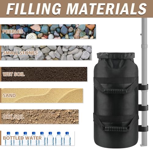 160LBS Canopy Weight Sand Bags Set of 4, No Sand, Black | 1680D Heavy Duty SandBags for Canopy Tent Legs, Pop up Tent Gazebos Weights for Outdoor Patio Umbrellas, Pergolas, Sunshades - size: 160 LBS