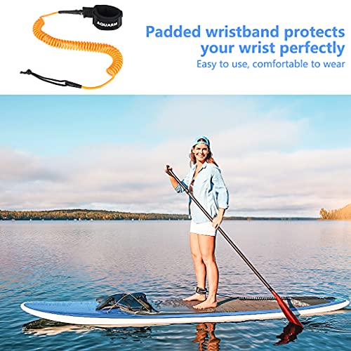 Premium Coiled Surfboard Leash, 11 feet SUP Leash Leg Rope, Stand Up Paddle Board Leash for All Types of Surfboards - color: Orange