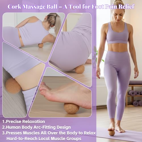 Cork Balance Board with Resistance Bands, 4-in-1 Foot Strengthener & Ankle Stability Trainer, Non-Slip Foot Training Kit with Massage Roller & Ball for Home Workouts, Yoga, Runners, Office Breaks, Travel, Physical Therapy & Fitness Enthusiasts