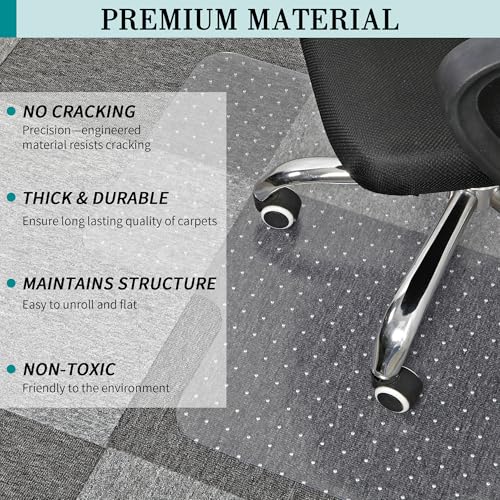 BesWin Office Chair Mat for Carpets, 36" x 48" Low Pile Carpet Protector Mat for Office Chair, Heavy Duty Computer Desk Floor Mat for Carpeted Floors for Home/Offices, Easy Glide(48" x 36" with Lip) - size: 48"x36"with Lip