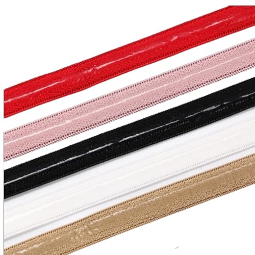 Multicolor Silicone Elastic Gripper Tape-10mm Stretch Non Slip Gripper Elastic for Garment, 5 Yards a Piece (Black) - color: Black