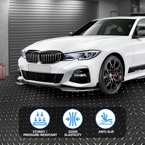 Diamond-Plate Rubber Flooring Rolls, 21FT *16IN Garage Floor Mat, 4 * 7Ft Cover Area PVC Garage Flooring Roll for Garage Floor, RV Trailer Flooring, Water/Stain Resistant Parking Mat Black(1Pcs) - color: Black