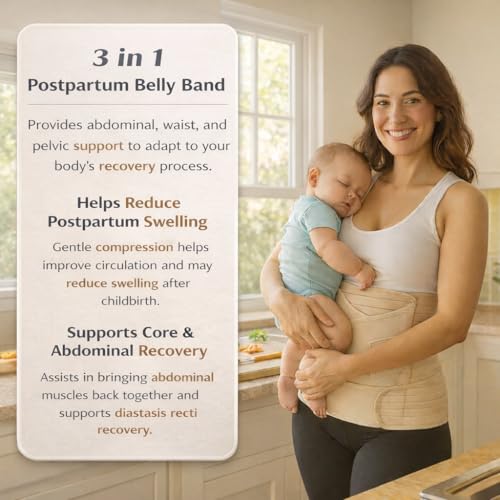VitaliCore Postpartum Belly Band 3-in-1 for Women – Adjustable Abdominal & Pelvic Support Wrap for Postpartum Recovery, C-Section & Waist Support - color: Black, size: Medium