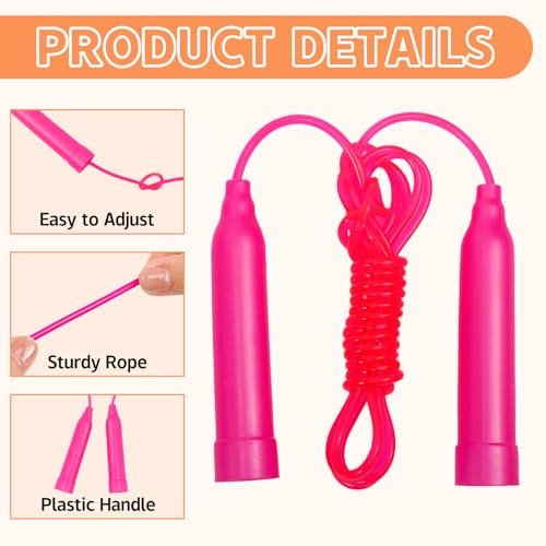 30 Pcs Kids Jump Rope,Colorful Jump Ropes for Kids,7.2 Feet Plastic Jump Ropes,Adjustable Skipping Rope,Jumping Ropes for Party Favors,Birthday Gifts,Indoor Outdoor Activity - color: Pink