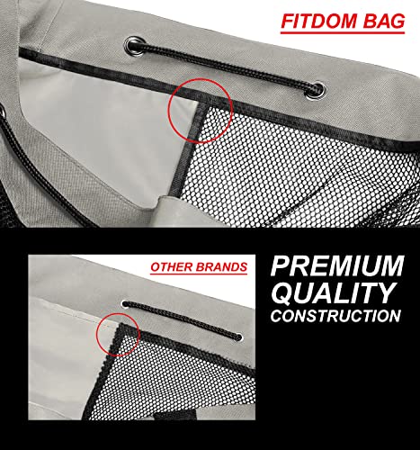 Fitdom Heavy Duty XL Soccer Mesh Equipment Ball Bag w/Adjustable Shoulder Strap Design for Coach. with an Over-Sized Front Pocket for Sporting Accessories. Best for All Outdoor & Water Gears - color: Grey / Black
