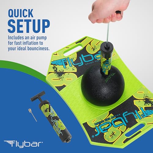 Flybar LED Pogo Trick Ball for Kids Balance Bounce Board w/Anti-Slip Deck - color: Trickboard - Green Mean