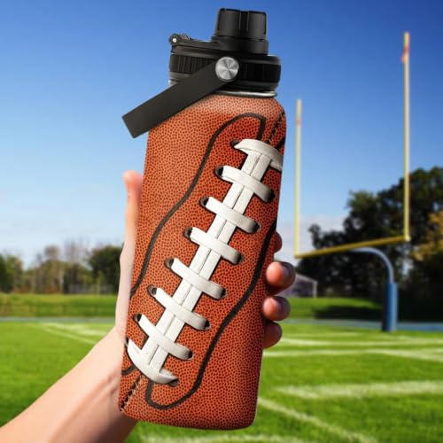SANDJEST Football Water Bottle - 32oz Insulated Stainless Steel Sports Bottles - Gifts for Men Football Lovers Fan Players - color: Football 3