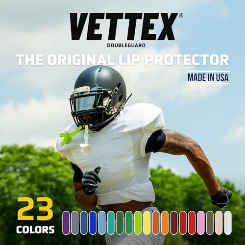 Vettex DoubleGuard Mouth Guard with Lip Protection, Dark Green | Football, Lacrosse, MMA, Boxing, Adjustable Helmet Strap, Braces Friendly, 2 Breathing Channels, NCAA & NFHS Certified - color: Dark Green