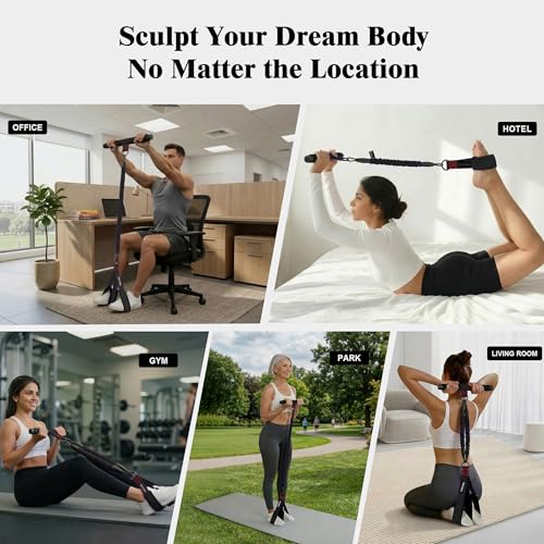 3-Tube Pedal Resistance Band w/Handles, 30/40LBS Sit Workout Gear | Home pedal puller for abs waist leg glutes core pilates training, portable gear for men women daily exercise - color: black, size: 40lbs