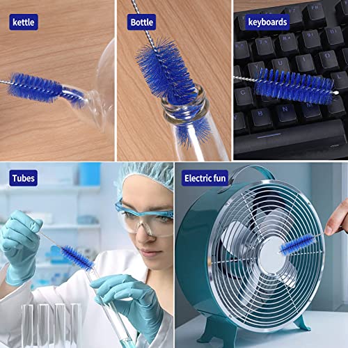 CiaraQ Bottle Cleaning Brushes, 8 Inch Nylon Tube Brush Set | Navy Blue Cleaner for Narrow Neck Bottles Cups with Hook, Set of 10pcs. - color: Navy Blue, size: 8.0 Inch (10pcs)