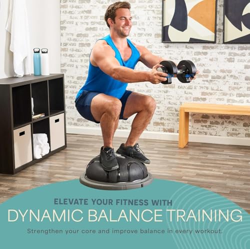 Lifepro Horizon Half Balance Ball Trainer with 440 lb Capacity Stability | half balance ball for full-body training, core strengthening and home gym fitness routines. Includes a pilates ball - color: Black