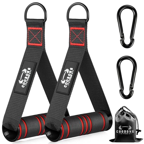 Heavy Duty Exercise Handles, Gym Cable Handles for Cable Machine Attachments, D Handle Cable Attachments, Handles for Resistance Bands, Workout Accessories, Fitness Equipment for Home Gym - color: Black Red