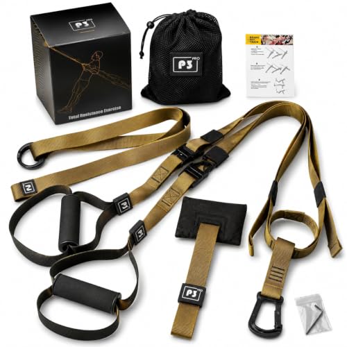 Home Resistance Training Kit with Handles & Door Anchor, Suspension Trainer System for Full Body Workout, Adjustable Bodyweight Resistance Bands for Home Gym, Strength Training & Core Fitness - color: Green