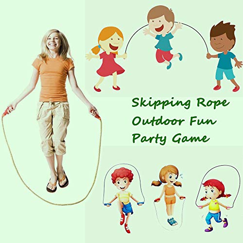16 FT Double Dutch Jump Rope for Kids - Wooden Handle - Adjustable Cotton Braided Fitness Skipping Rope for Fitness, Outdoor Fun, School Sports, and Party Games