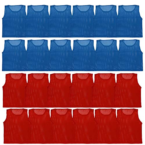 Athllete LITEMESH Pinnies (Set of 12/24 Practice Vests) Youth Pinnies, Pennies for Sports Youth, and Scrimmage Vests - color: 12-red + 12-blue, size: Teen/Adult