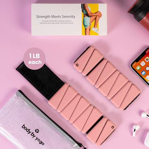 OmWeights Premium Weighted Bangles – Stylish Wrist and Ankle Weights for Women and Men | Cardio, Yoga, and Pilates Ankle Weights for Women and Men | Adjustable Leg and Arm Weights 1lb Each - color: Dawn Rose