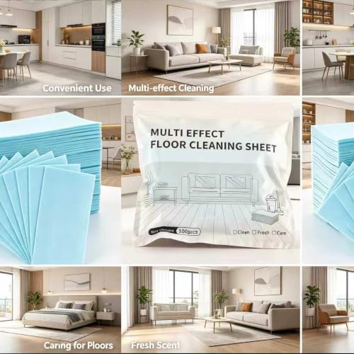 100 Piece Floor Cleaning Tablets Multi-Surface Cleaner, Floor Cleaning Tablets Sheets, Laminate & Vinyl Floors, Dissolvable Mop Cleaning Solution for Home & Kitchen Use (Blue) - color: Blue