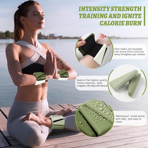 BECOJADDE Ankle Weights for Women Wrist Weights Set of 2 (1 lb/2 lb Each) Adjustable Arm Leg Weight for Womens Men Suitable for Walking Swimming Running Pilates Yoga Gym - color: Gradient Green, size: 4lb Pair (2lb Each)