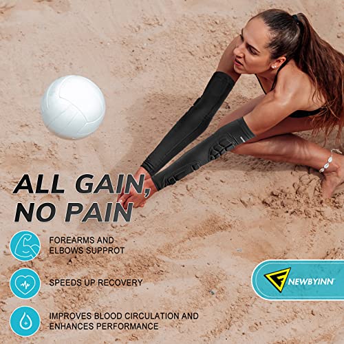 Padded Arm Sleeves 2 Pack, Elbow Forearm Crashproof Pads for Football Basketball Volleyball Soccer - size: Large