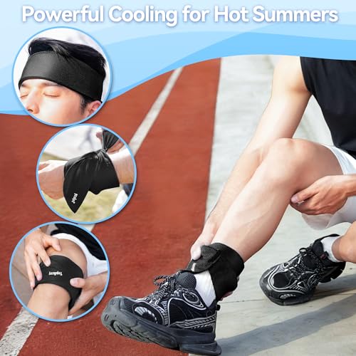 New Upgraded Cooling Neck Wraps, Neck Coolers for Hot Weather, Leak-Proof Solid Cooling Gel, 360° Full-Wrap, Cool Relief - Head, Neck, Wrists... - color: Black
